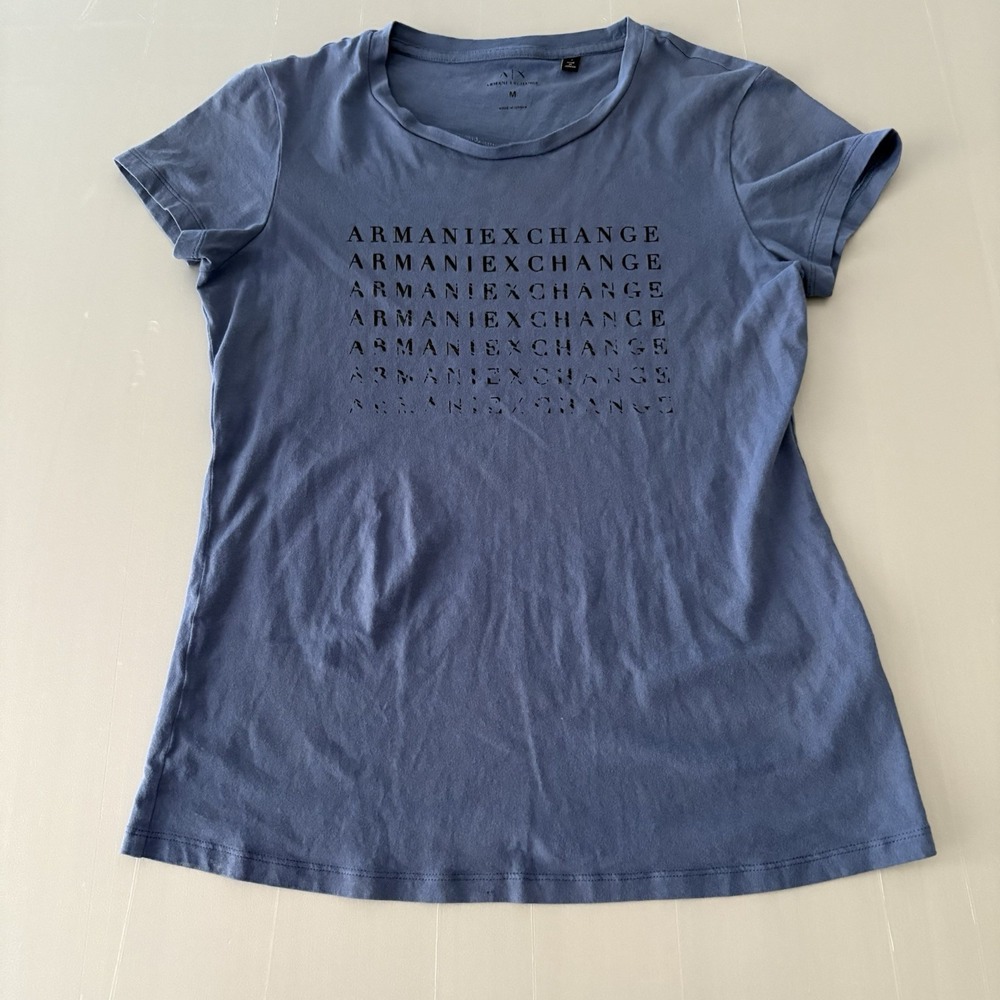 Armani Exchange Woman's T-shirts Black Armani Logo Blue Size M